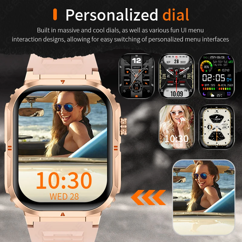 LIGE New Women Smart Watch 370mAh Flashlight 2.01” HD Make Answer Call Voice Assistant Sports Health Monitor Smartwatch For Men