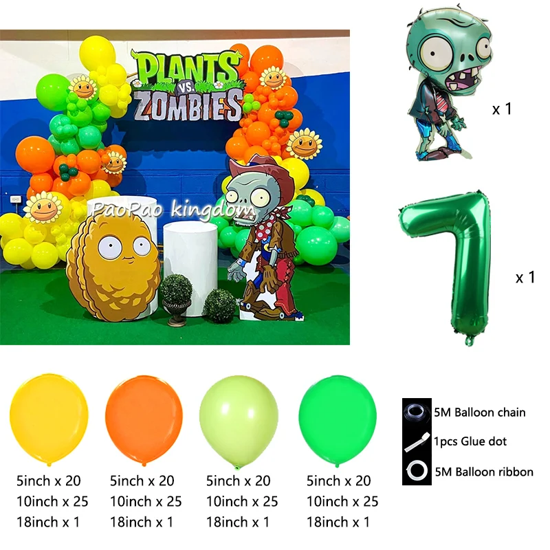 Plants Vs Zombies Balloon Arch Kit - Kids Party & Room Decoration Set