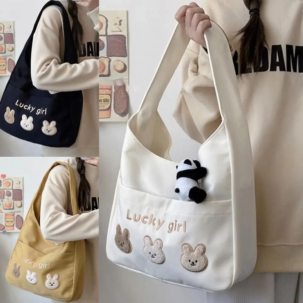 

Little Rabbit Printing Canvas Tote Bag Large Capacity Multifuntional Shopping Bag Lucky Girl Japanese Style Sling Backpack