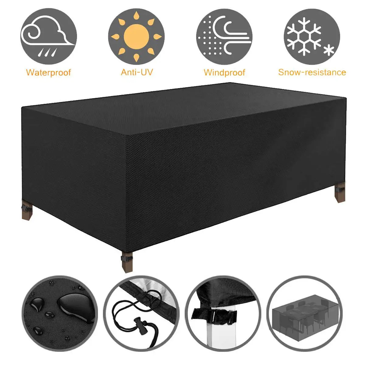 420d Outdoor Furniture Covers Waterproof Rain Snow Dust Windproof Anti