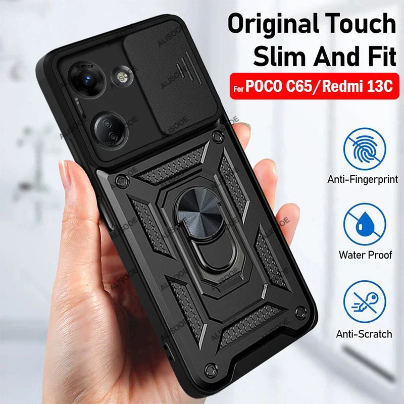 Capa for Xiaomi 13T 13 Pro Redmi 13C Case Slide Lens Ring Stand Cover for  Xiaomi 14 12T 11T Pro POCO C65 F5 F4 X5 X4 X3 M5 M4 - AliExpress