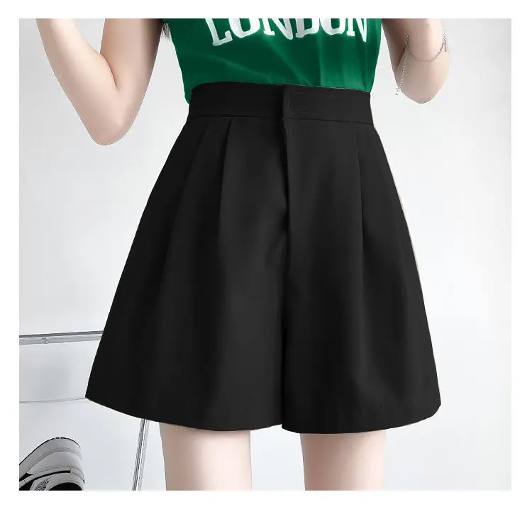 2022 Women's Summer New Fashion High Waist Wide-leg Shorts Female Loose Casual Shorts Ladies Solid Color Streetwear Shorts S38 lululemon shorts