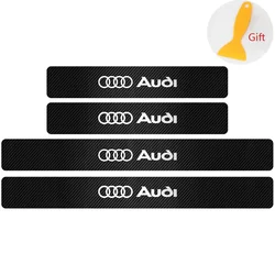 4 - Piece Carbon Fiber Car Door Sill Protector Stickers (For AUDI black)