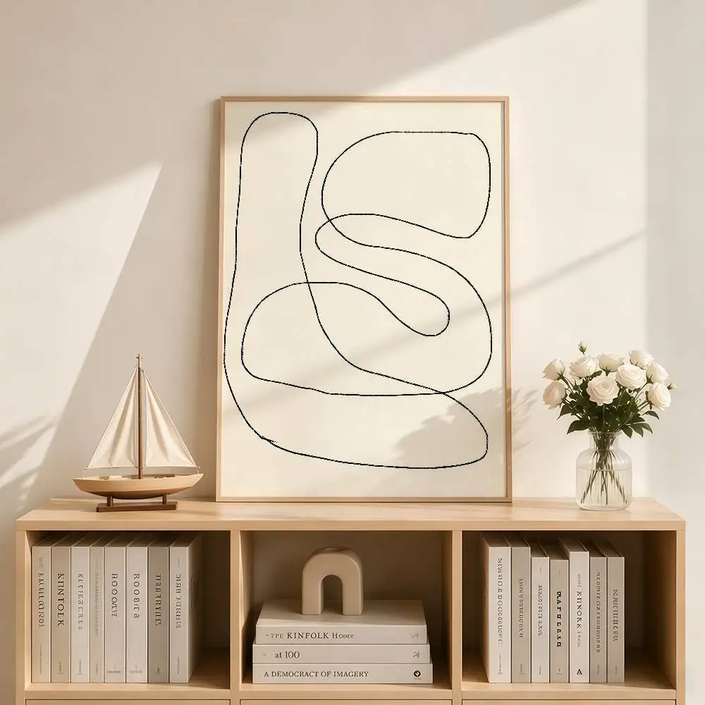 Nordic Minimalist Abstract Line Art - Retro Wall Decor