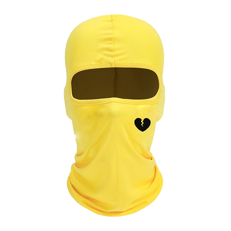 Unisex And Windproof Solid Raw Decor Fashion Balaclava Hat With Heart Broken Pattern Autumn And Winter Warm Ski Cold Hat