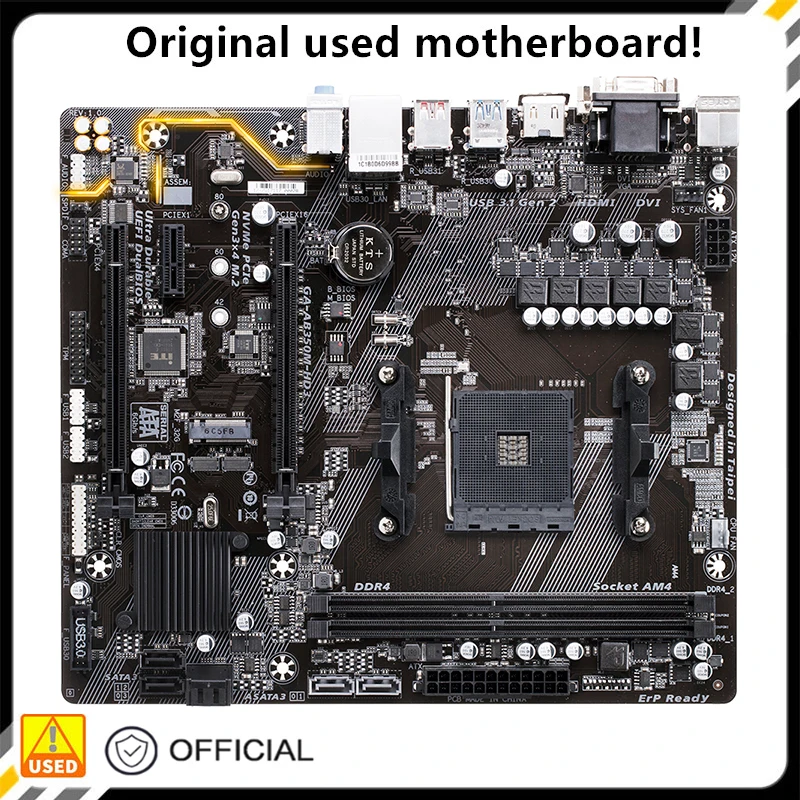 

For B350 GA-AB350M-HD3 AB350M-HD3 Motherboard Socket AM4 For AMD B350 DDR4 USB3.0 SATA3 Original Desktop Used Mainboard