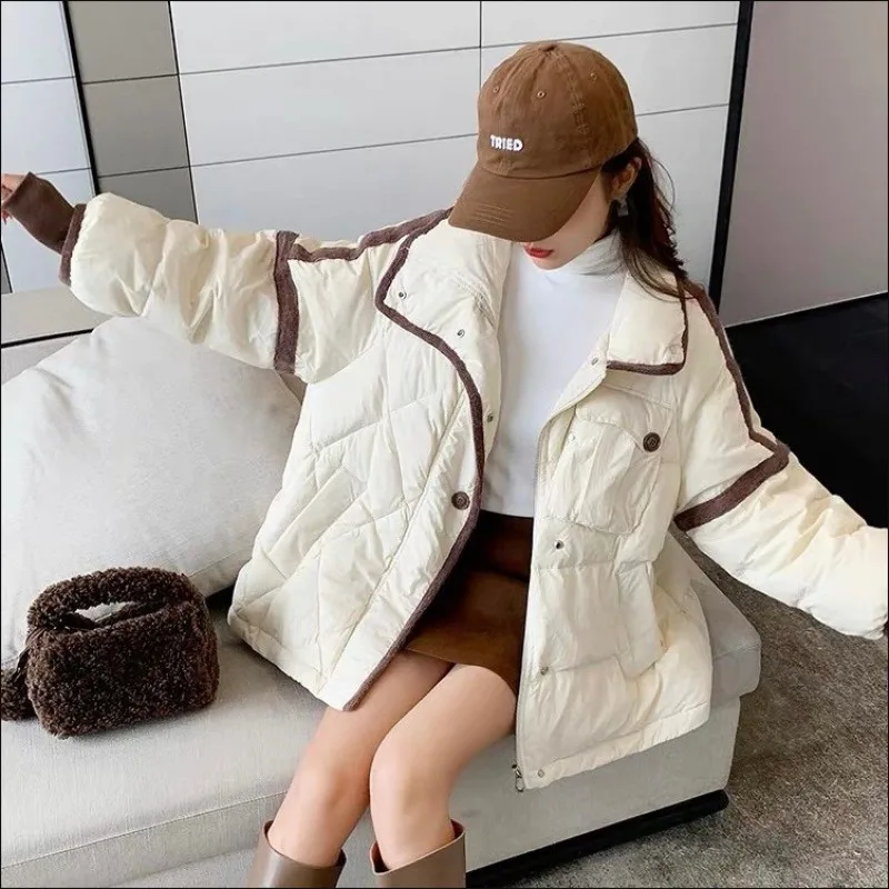 

Autumn Winter Down Jacket Coat Women Korean Fashion Warm Short Lightweight Stand Collar Puffer Coats Windproof Outerwear Jacket