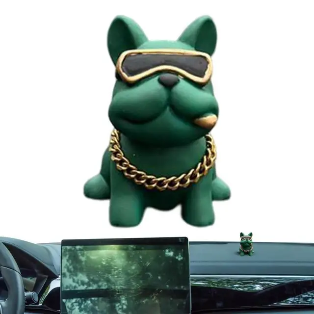 Car Dashboard Ornaments: Cute Bulldog Toy Figurines for Charming Automobile Decor