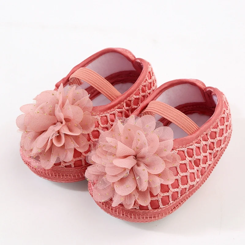 

0-12M Floral Princess Baby Girl Shoes Soft Sole Shoes With Elastic Band Non-slip Bottom Crib Shoes Newborn Baby Girls Prewalkers