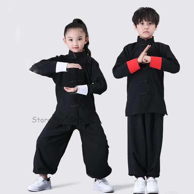 Traditional Chinese Kung Fu Kids Tai Chi Wushu Clothing Long Sleeve Oriental Suit Uniforms Stage Performance Costumes