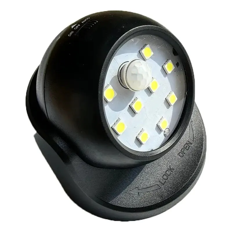 1pc 9led Light Controlled Dual Induction Energy-Saving Light For Human Body, 360 Degree Rotation Automatic Induction Work