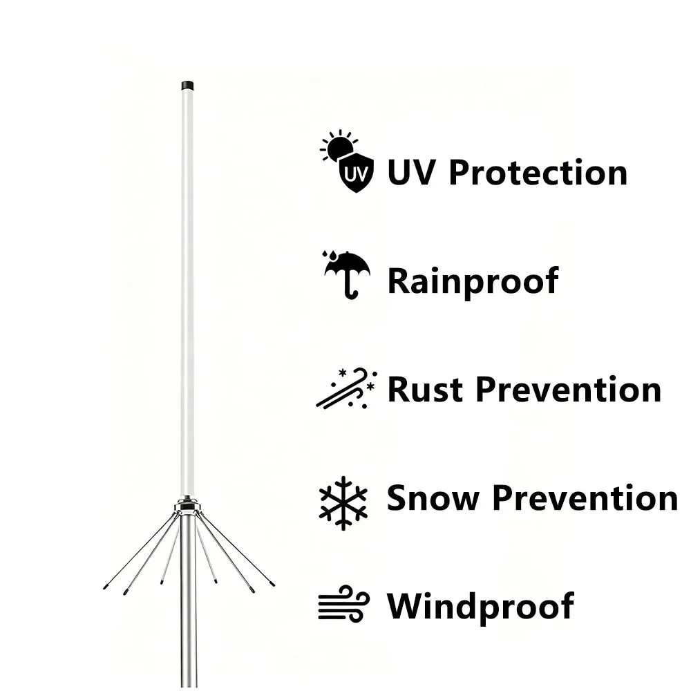 144/435MHz UV VHF UHF 듀얼 밴드 FRP 안테나 실외 지상 방사형 로드 HAM 라디오 안테나 브래킷 고정 3.5/6dbi SO-239 UHF-K