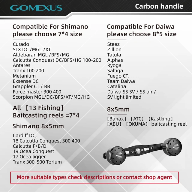 GOMEXUS Carbon Handle Compatible for Shimano Daiwa Baitcasting