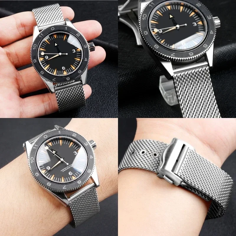 Milanese Stainless Steel Mesh Watch Band with Original Folding Buckle