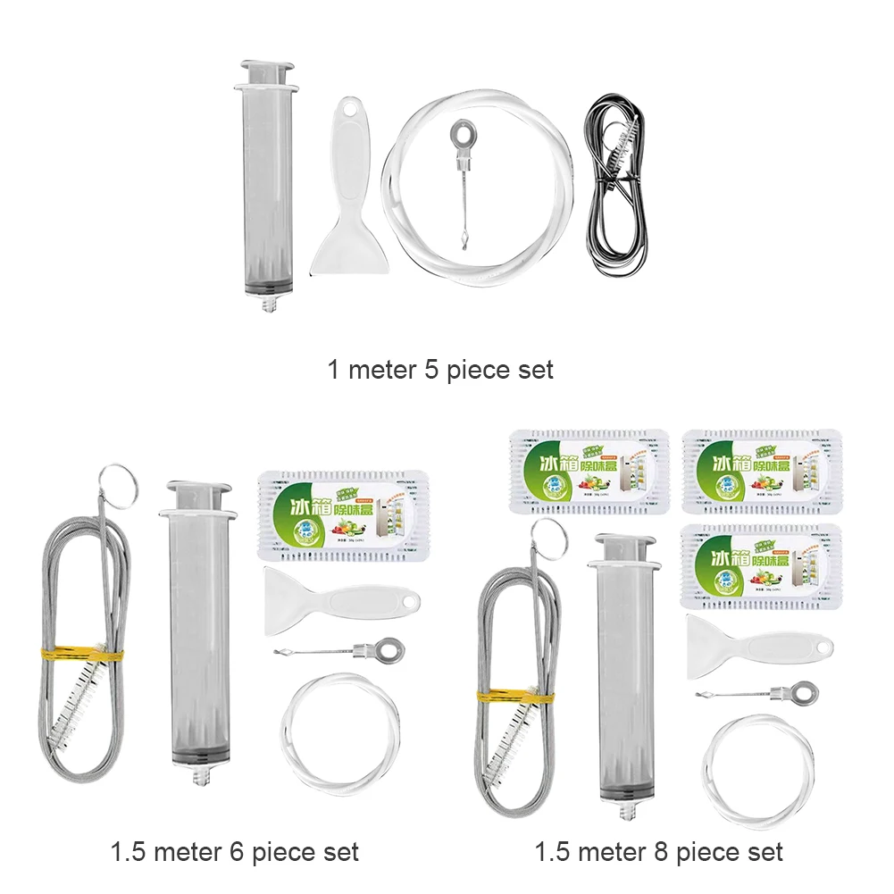 Description Picture 5 of item5/6/8 Pcs Refrigerator Water Outlet Cleaner Kit with Cleaning Syringe Reusable 1.5M Hose/Shovel Scrub Brush for Household Clean