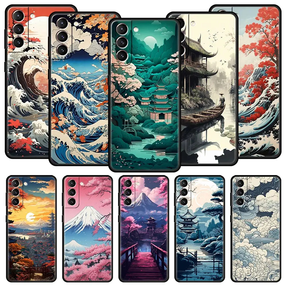 Japanese Landscape Design Soft Silicone Phone Case