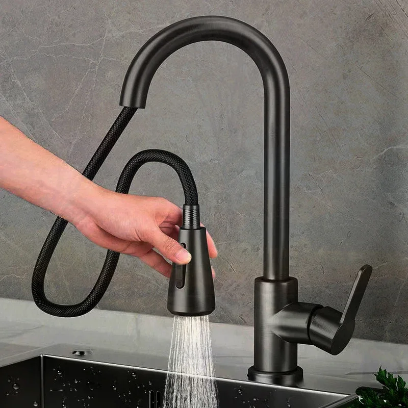 360° Rotating Splash Proof Sink Taps 2-Mode Handle Pull Cold Stainless Steel Kitchen Faucets  and Hot Mixer One-click Water Sto 360° rotating splash proof sink taps 2 mode handle pull cold stainless steel kitchen faucets and hot mixer one click water sto