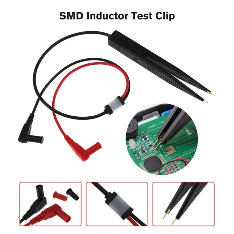 SMD Multimeter Probe Inductor Test Clip Meter Probe Wire Tweezers Needle Leads Pin Tester for Digital Resistor Capacitor Cable