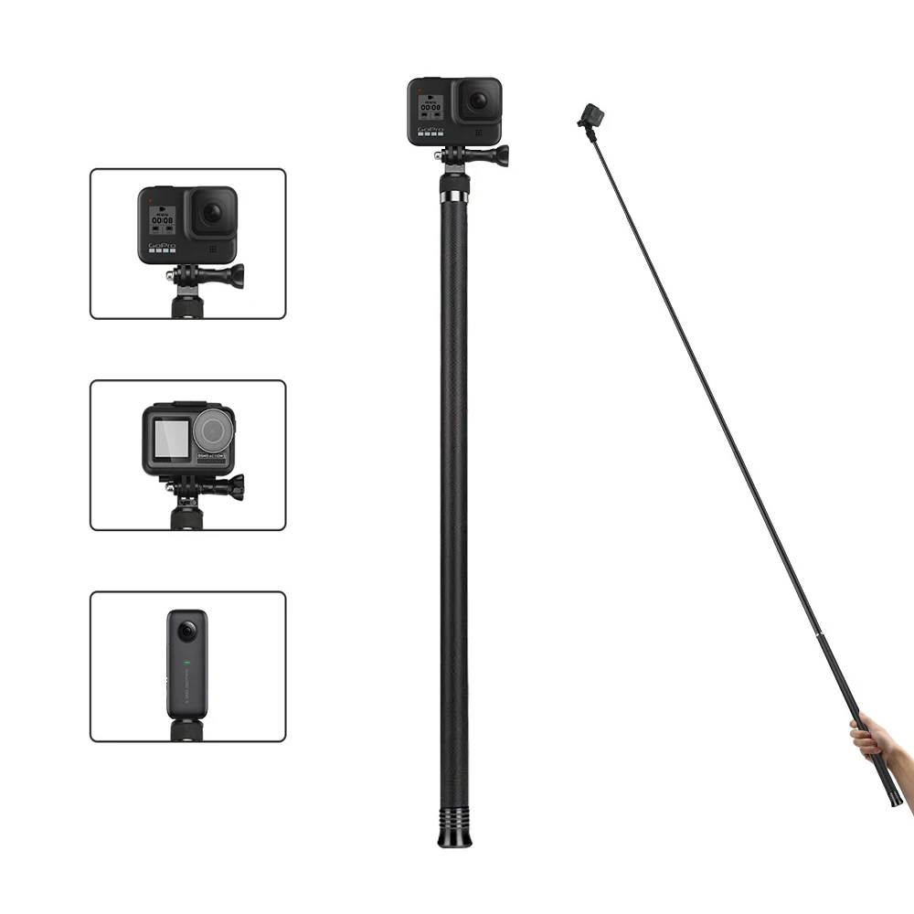 

TELESIN 2.7M Carbon Fiber Ultra Long Selfie Stick for GoPro Hero 11 10 9 8 7 6 Insta360 ONE X DJI OSMO Action Camera Monopod