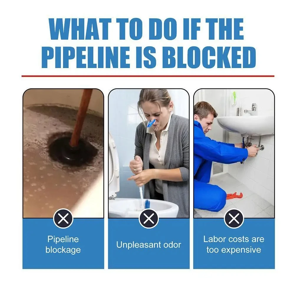 2pcs High Efficiency Clog Remover Kitchen Drain Unblocker Tub Sink & Unblocker Powerful Cleaning Fluid - Pipe tunnel powder 110g