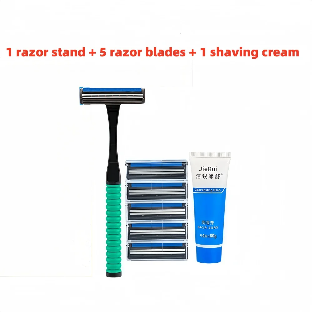 Dual-layer safety manual razor, reusable and replaceable razor head ...