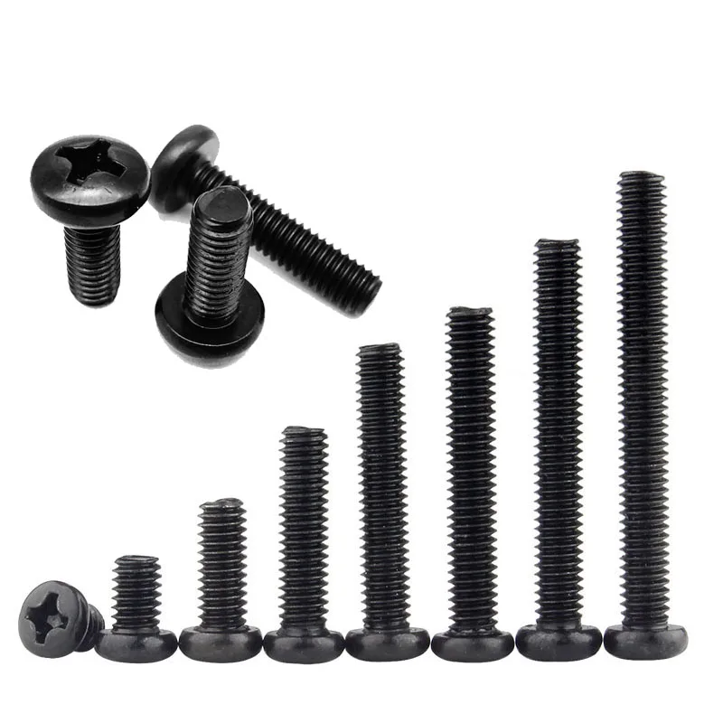 

25 шт. крестообразные встраиваемые Винты M3 M4 M5 черные винты Phillips из углеродистой стали