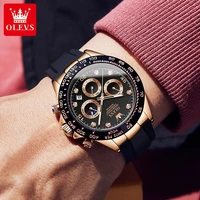OLEVS – montres à Quartz pour hommes, chronographe analogique, Phase de lune, Silicone, diamant, étanche, lumineux 2