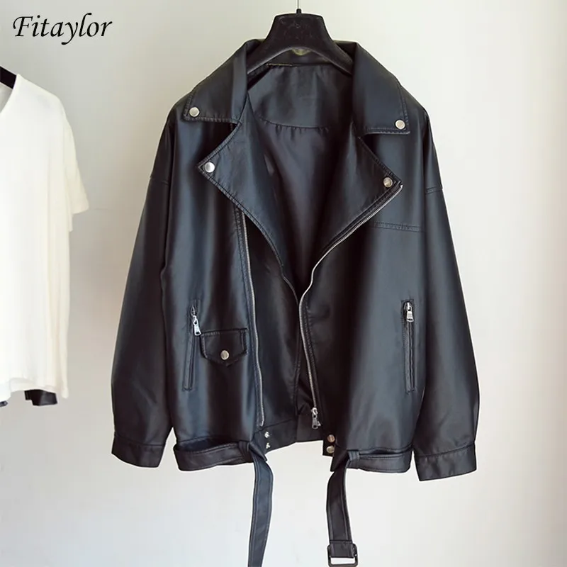 Fitaylor-Chaqueta de piel sintética para mujer abrigo informal de m 