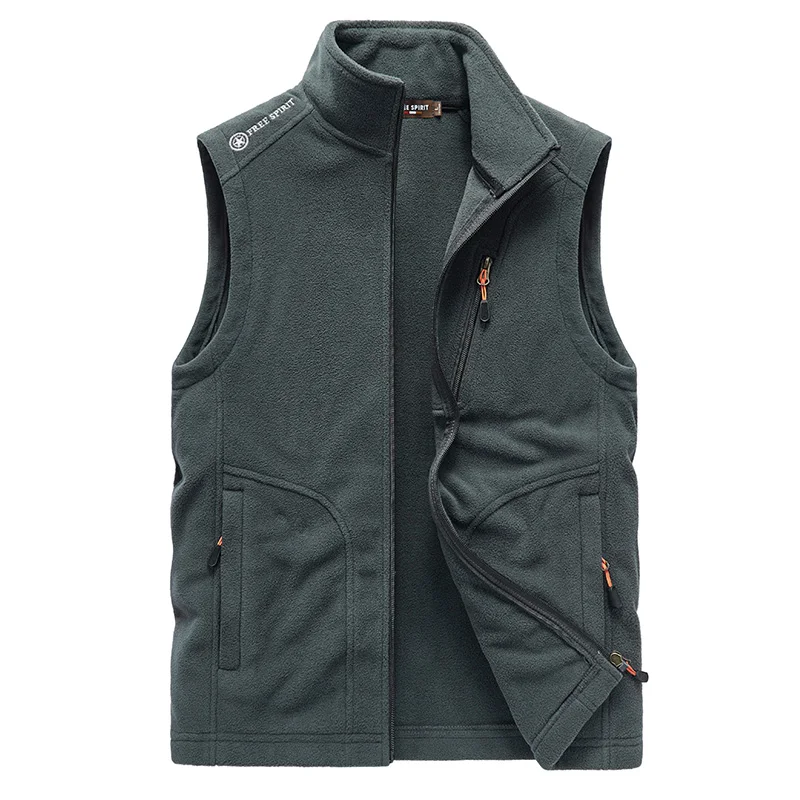 New Autumn Men Thick Warm Vest Winter Men Solid Stand Collar Polar Fleece Sleeveless Vest Jacket Outdoor Sports Waistcoat Male 5