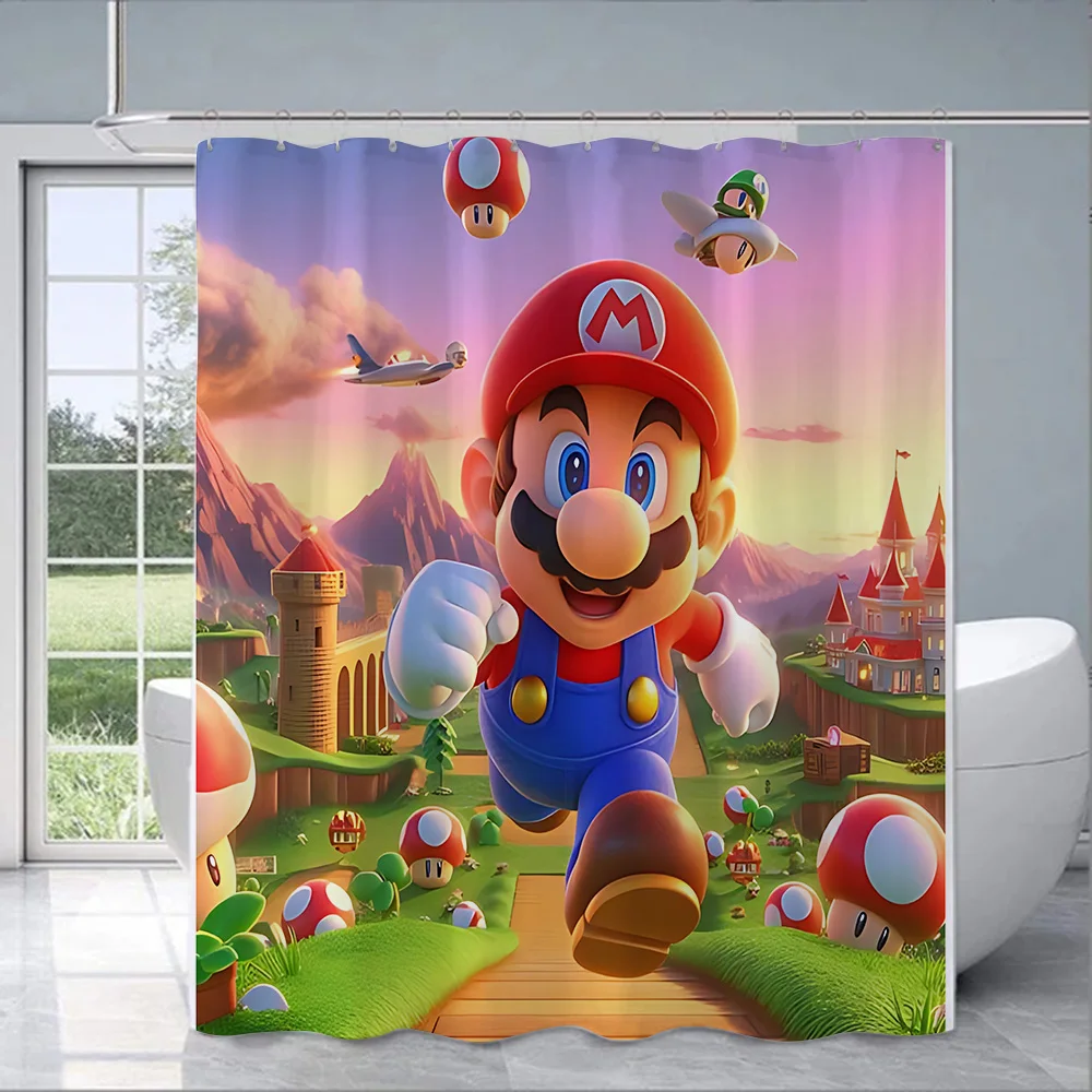 For-M Marios Shower Curtain Waterproof Polyester Fabric Paint Colorful Bath Curtains Home Bathroom Decor Curtain With Hook 3
