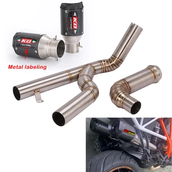 51MM Carbon Fiber Exhaust Pipe Motorcycle Muffler Mid Link Pipe Double Row Not DB Killer Modified For 1290 Super Duke R 14-16