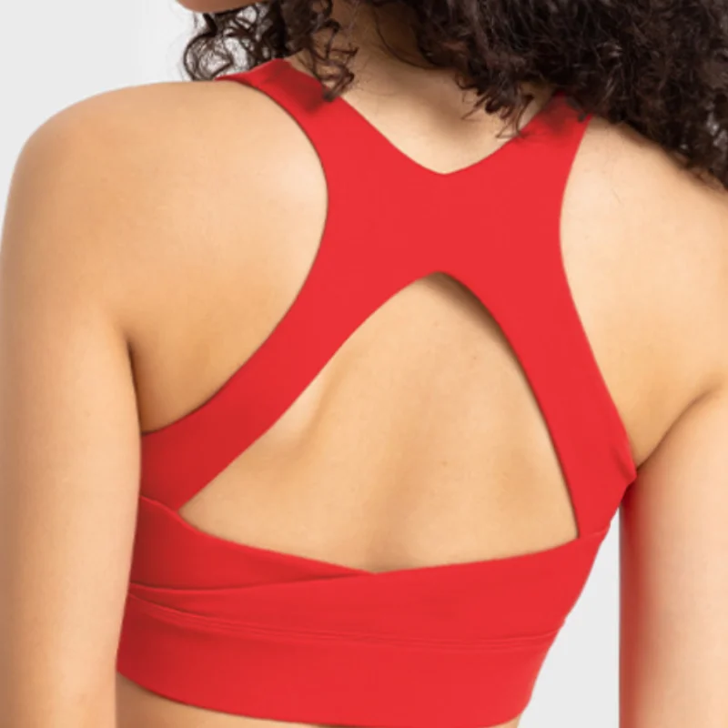 Solid Color Women Sports Bras Gathered Without Steel Ring Running Vest Fitness Front Zipper Sexy Shockproof Underwear