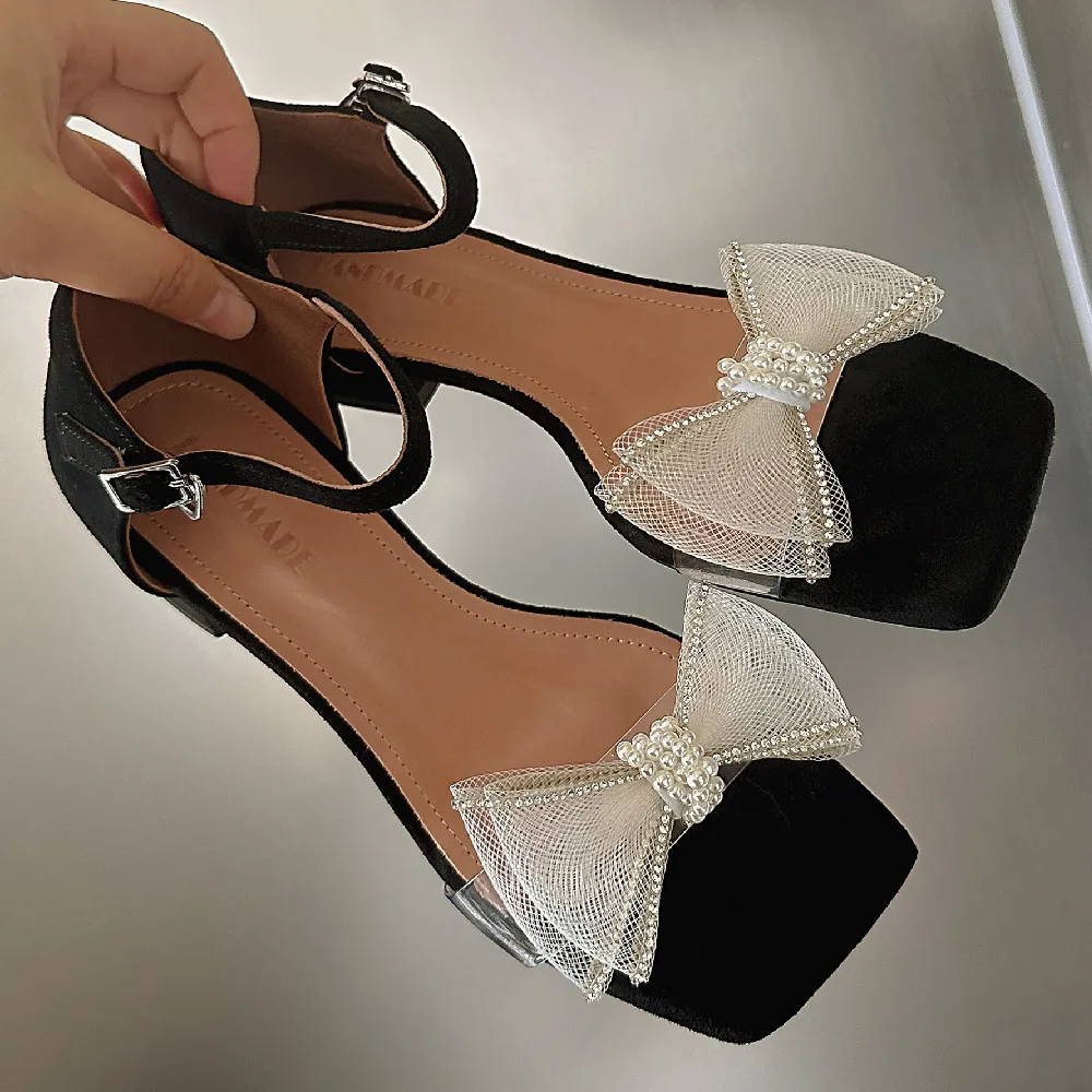 

Women's genuine leather ankle strap flats sandals sweet bowtie open toe summer casual female sandalias shoes for women on sale