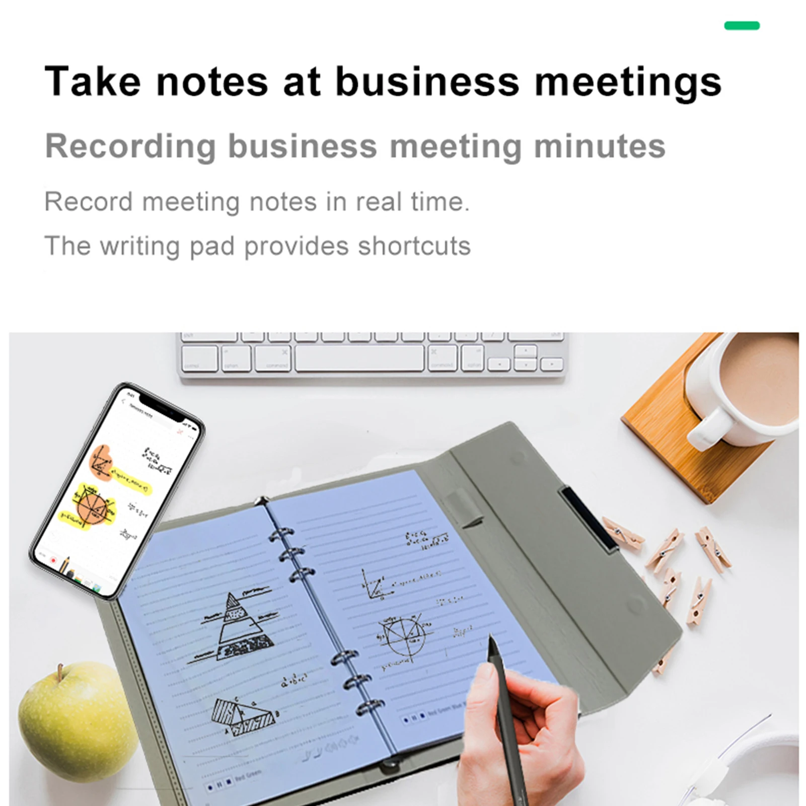 노트북 디지털 펜 스마트 펜 쓰기 세트에는 Smartpen Smart A5 PU 가죽 노트북 및 재사용 가능한 쓰기 태블릿 및 B5 용지가 포함되어 있습니다.