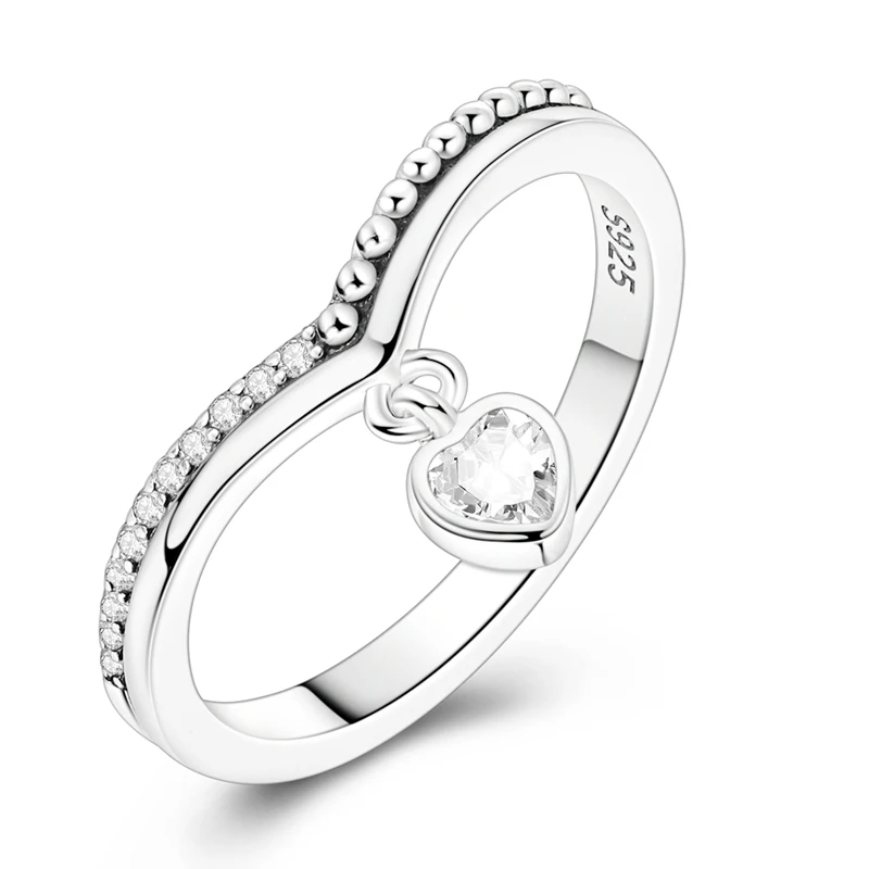 925 Silver Double Heart Zircon Ring Finger Wedding Ring DIY Women Fine Jewelry Gift Valentine's Day Silver heart ring,Silver rings,Silver ring,Wedding rings