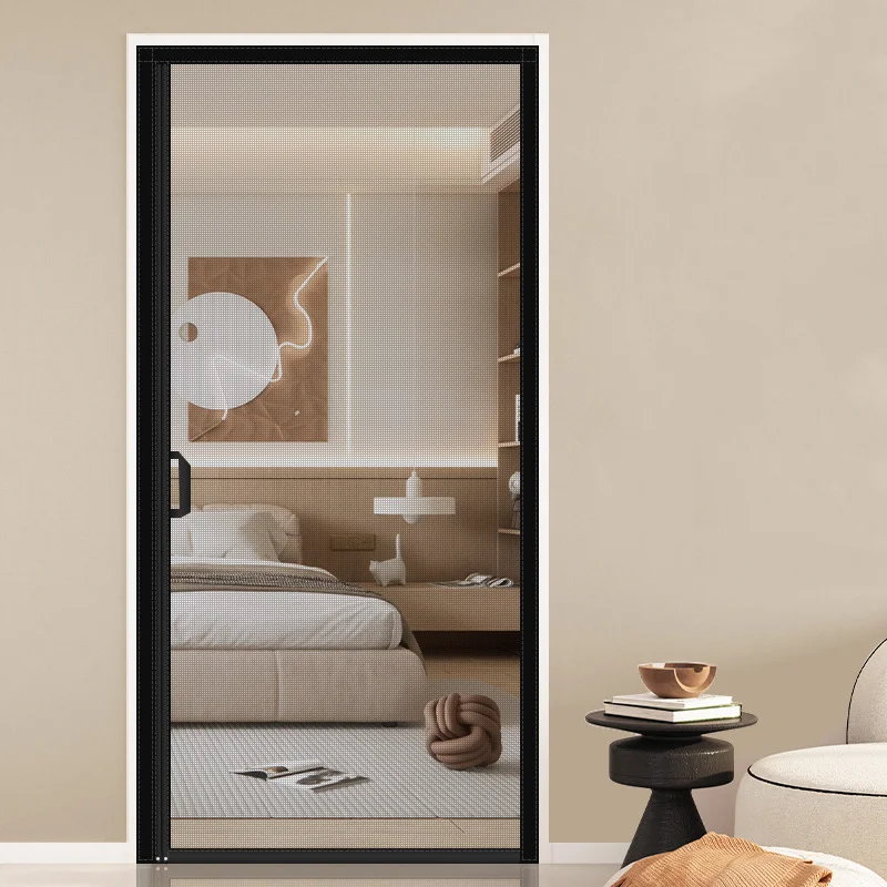 Black Magnetic Door Screen Fiberglass Mesh Invisible Side Door Magnetic Mosquito Net Insect Proof Flight,Summer Indoor Net