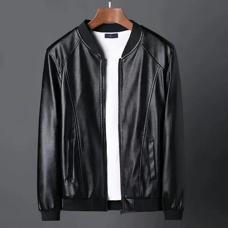 Militarily Tactics Motorcycle Jacket Men Leather Jacket Autumn Winter Fleece Coats Windproof Waterproof Stand Collar Zip Warm