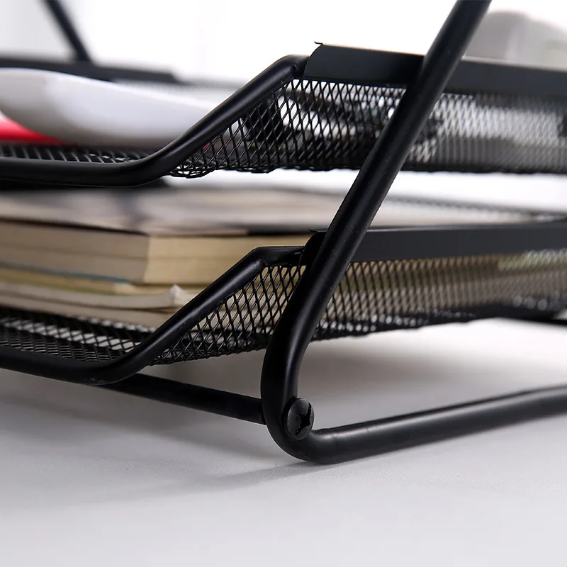 Hot Mesh Design Office Desk A4 Storage Rack Metal Baking Paint Five-Layer Finishing Tray File And Stationery Management Basket