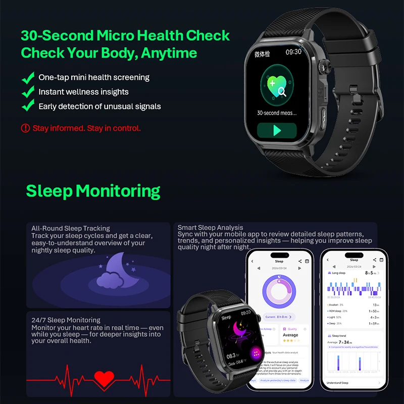 VALDUS CARDIGO Smartwatch AMOLED GPS+ECG Uomo Donna SOS Localizzazione in tempo reale Salute AI Sensore a 9 assi Sport Nuovo Smartwatch 2026 - immagine 3