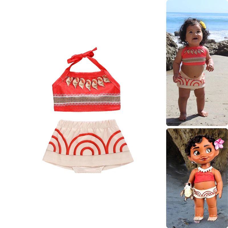 Kids Clothing Set Girls Clothing Set One Piece Halloween Vaiana Baby Girl Dress Fancy Infant Birthday Party Moana Princess Clothing Sets Fluffy Vintage Beach Dress