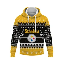 

2022 new European and American football hooded 3D team printing men's and women's baseball uniforms Christmas men's joint jacket