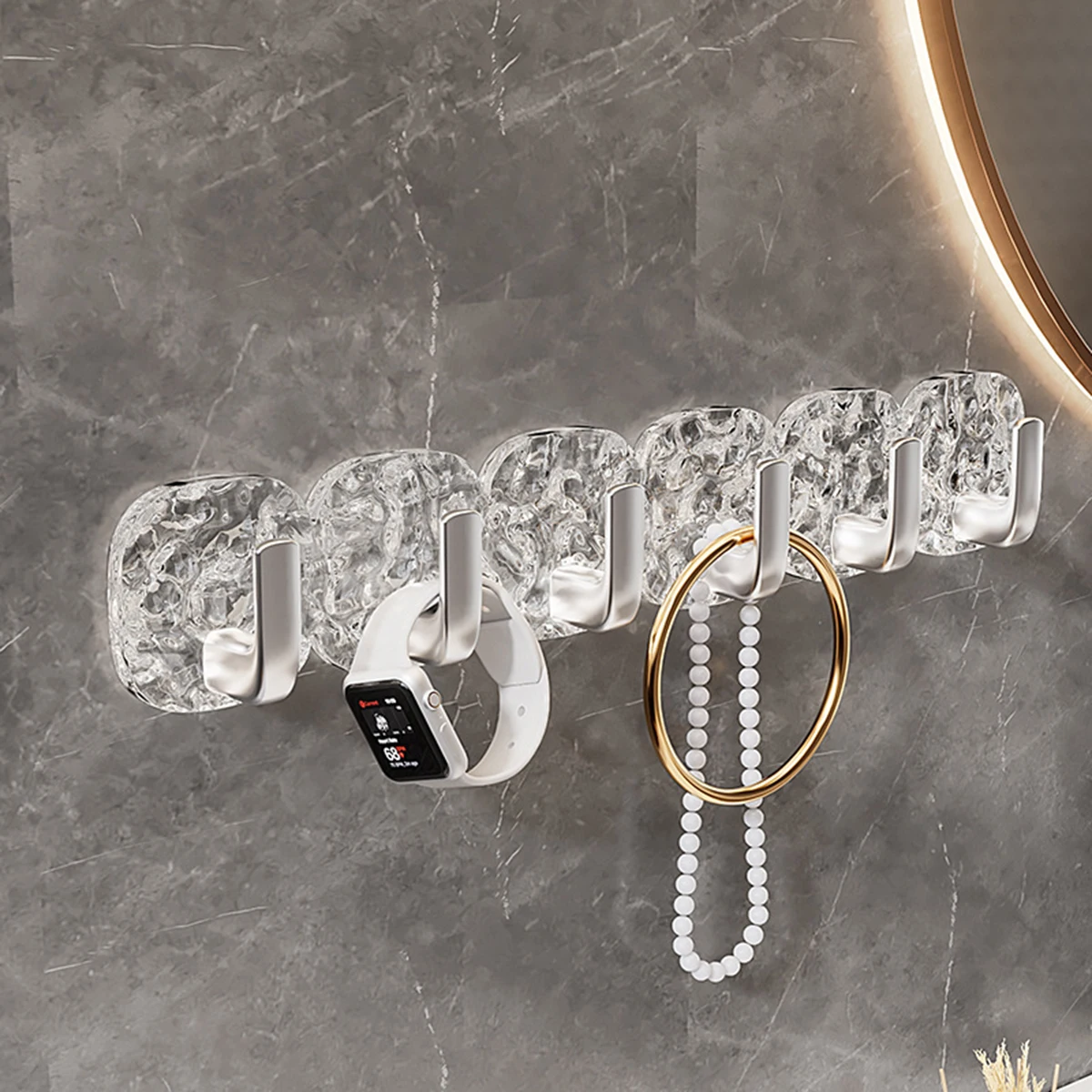 Bathroom Wall Hook Home Storage Hooks Glacier Pattern Kitchen Hook Hanging Without Marks Hole Free Door Back Adhesive
