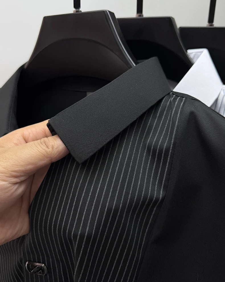 Personality striped patchwork short sleeve men polo shirt fashion brand letter embossed summer ice silk breathable trend T-shirt 14 S54791f5b7cc44a3a9451ae16be4b706fl