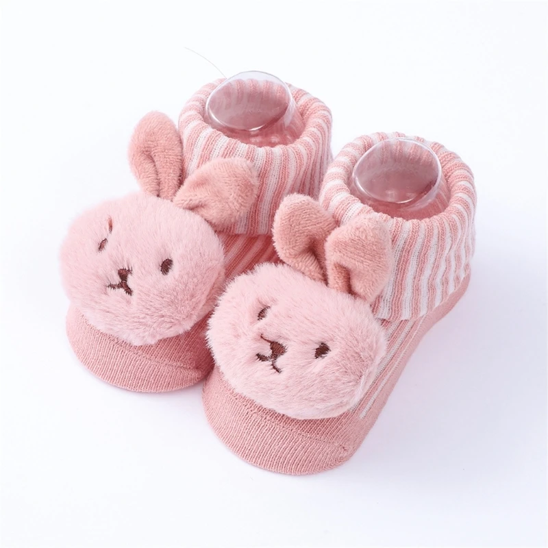 Set of 3 Pair Baby Knitted Socks Soft and Comfortable Infant Knit Booties Cartoon Elastic Floor Socks for 3-12 Months