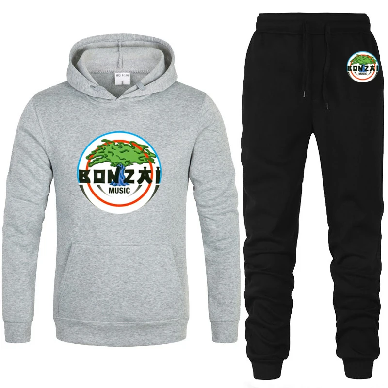 College Bonzai Records Men's Hoodies and Pants Casual Hoodies Men's Sports Set Smile High Quality Sports Jogging 2-piece Set 6