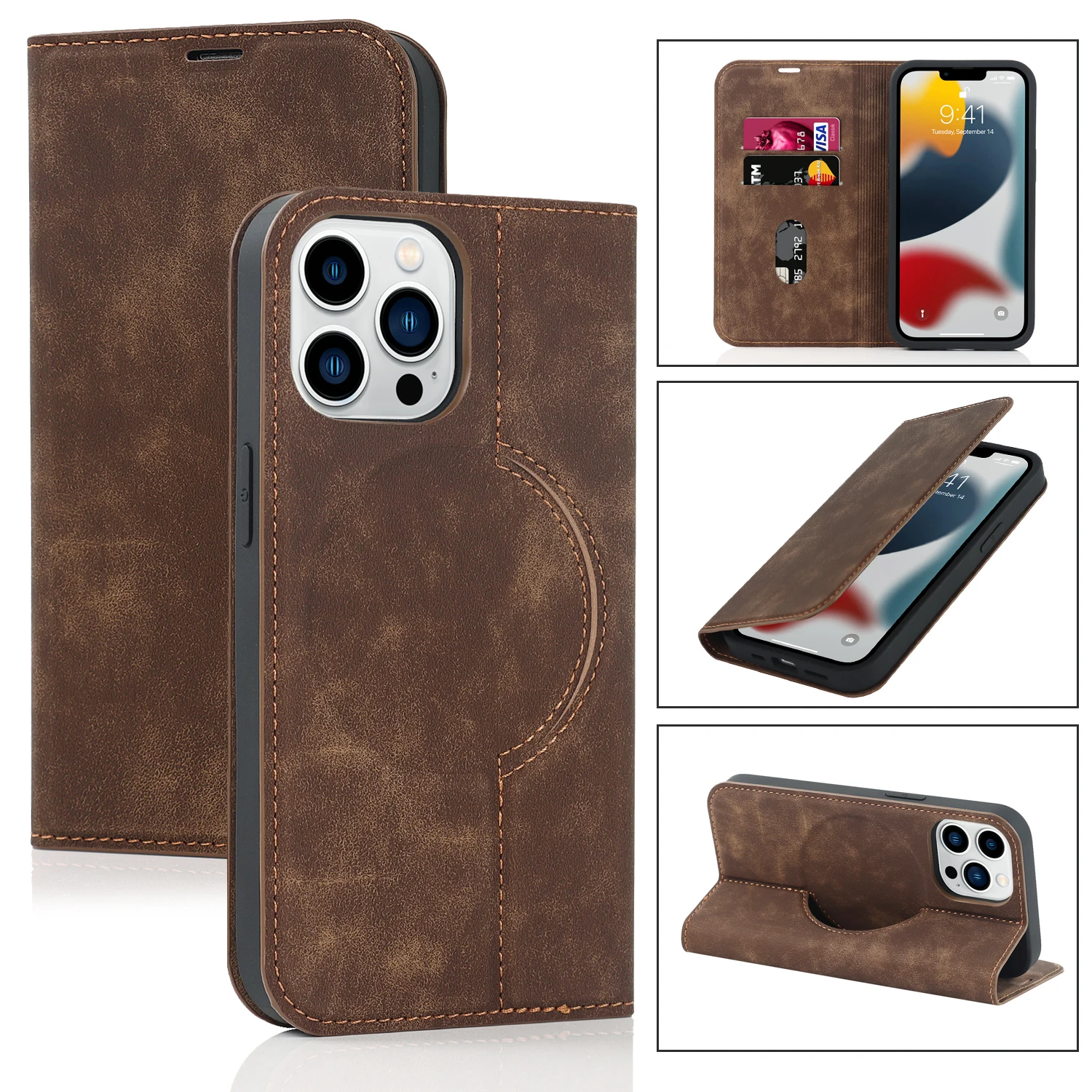 Funda Book con ranuras para tarjetas para iPhone 15 Pro Max