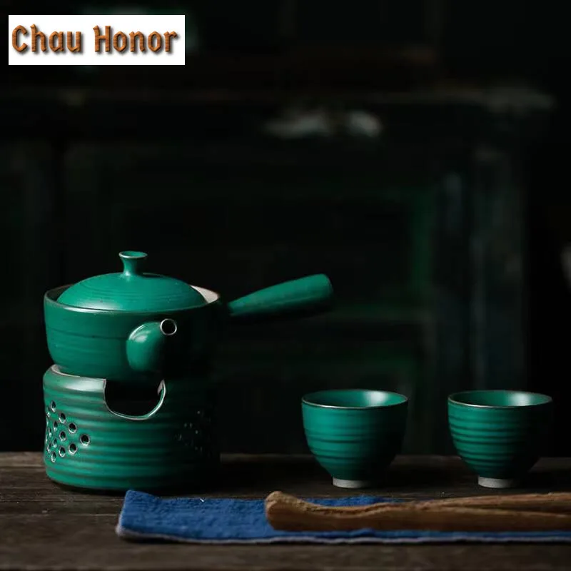 2pcs /Set 45ml Japanese Style Turquoise Coarse Ceramic Kungfu Tea Cup Small Tea Cup Single Cup Household Tea Bowl Drinkware Gift