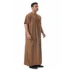 Ramadan Saudi Arabic Robe Men Muslim Dress Abaya Short Sleeve Kaftan Islamic Clothing Dubai Jubba Thobe Daffah Dishdasha Turkey