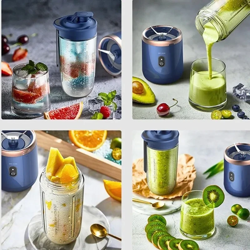 6 Blade Portable Juicer USB Rechargeable Juicer Stainless Steel Blade Cup Juicer Fruit Automatic Smoothie Blender Kitchen Tool 6
