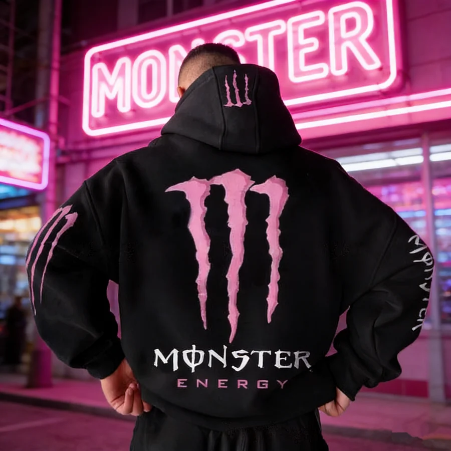 Monster Energy Hoodies – Charcoal Gray Streetwear Pullover For Men & Women
